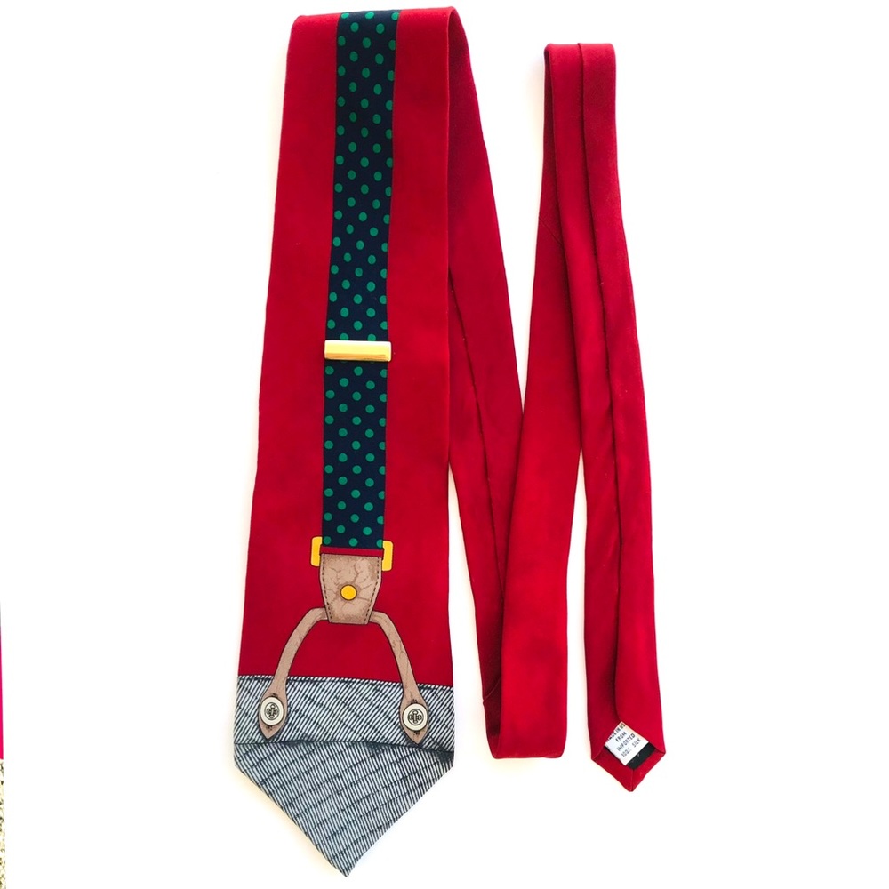 Vintage Vicky Davis New York “Hold On” Suspender Designer Mens Silk Necktie  EUC